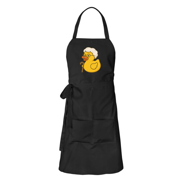 Schürze Quietscheente Rente Comic Gummiente mit Taschen