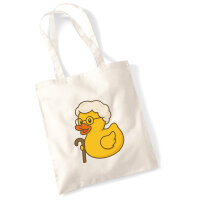 Jutebeutel Quietscheente Rente Comic Gummiente 10 Liter