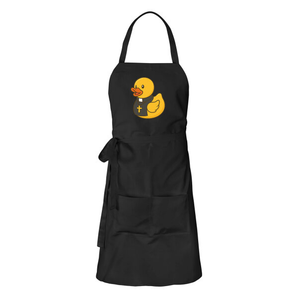 Schürze Quietscheente Pfarrer Comic Gummiente mit Taschen