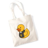 Jutebeutel Quietscheente Pfarrer Comic Gummiente 10 Liter