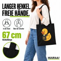 Jutebeutel Quietscheente Pfarrer Comic Gummiente 10 Liter
