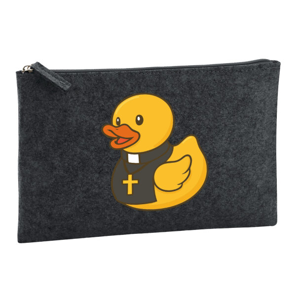 Kulturbeutel Quietscheente Pfarrer Comic Gummiente 1 Liter Charcoal