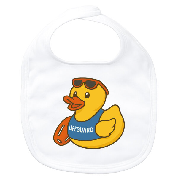 Baby Lätzchen Quietscheente Bademeister Gummiente Rettungsschwimmer Klettverschluss