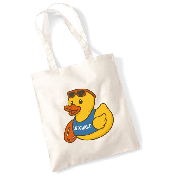 Jutebeutel Quietscheente Bademeister Gummiente Rettungsschwimmer 10 Liter