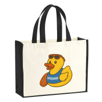Jutetasche Quietscheente Bademeister Gummiente...