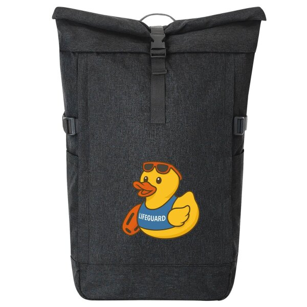 Kurierrucksack Quietscheente Bademeister Gummiente Rettungsschwimmer 30-44 Liter Black Melange