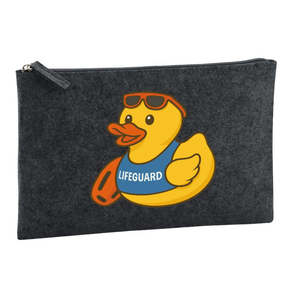 Kulturbeutel Quietscheente Bademeister Gummiente Rettungsschwimmer 1 Liter Charcoal