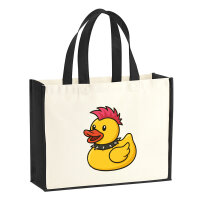 Jutetasche Quietscheente Punk Gummiente Punker 21 Liter...