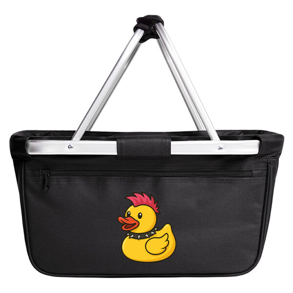 Einkaufskorb faltbar Quietscheente Punk Gummiente Punker 20 Liter Black