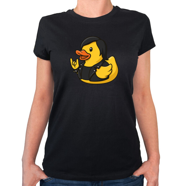 Damen T-Shirt Quietscheente Rocker Gummiente Biker