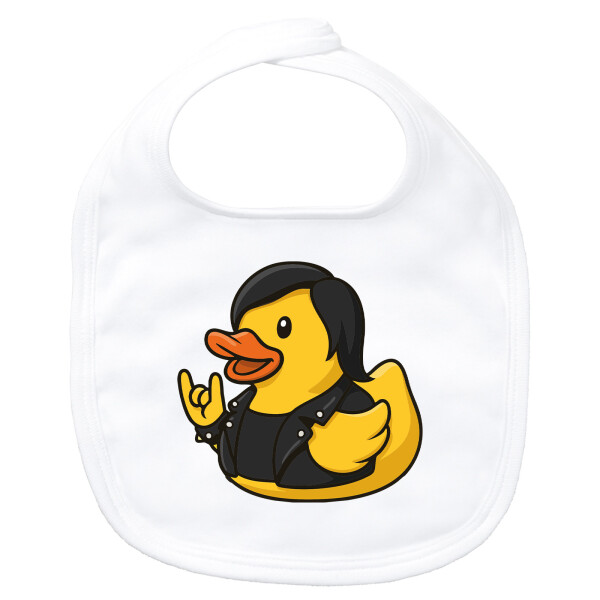 Baby Lätzchen Quietscheente Rocker Gummiente Biker Klettverschluss