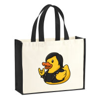 Jutetasche Quietscheente Rocker Gummiente Biker 21 Liter...