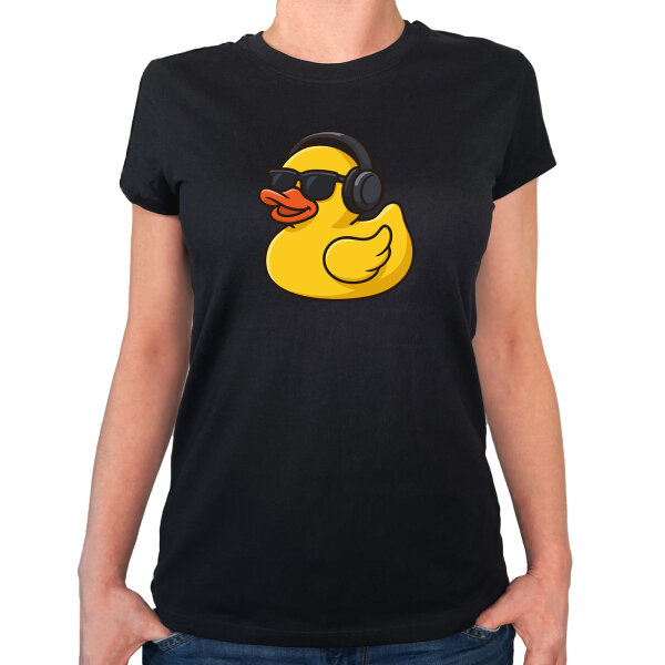 Damen T-Shirt Quietscheente DJ Gummiente Club-DJ