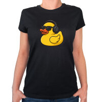 Damen T-Shirt Quietscheente DJ Gummiente Club-DJ