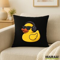 Kissen Quietscheente DJ Gummiente Club-DJ 40x40cm
