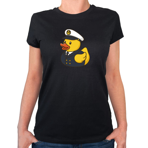 Damen T-Shirt Quietscheente Kapitän Gummiente Seefahrer