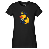 Damen T-Shirt Quietscheente Pilot Gummiente Flugkapitän