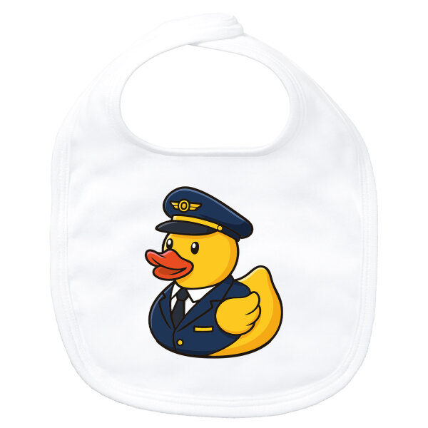 Baby Lätzchen Quietscheente Pilot Gummiente Flugkapitän Klettverschluss