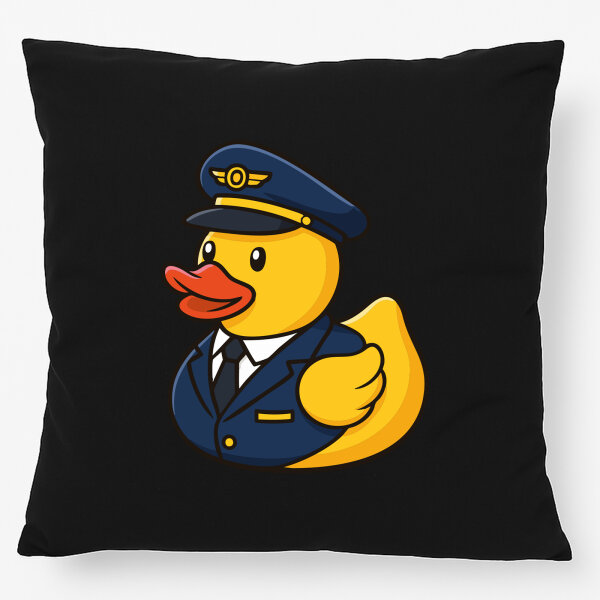 Kissen Quietscheente Pilot Gummiente Flugkapitän 40x40cm