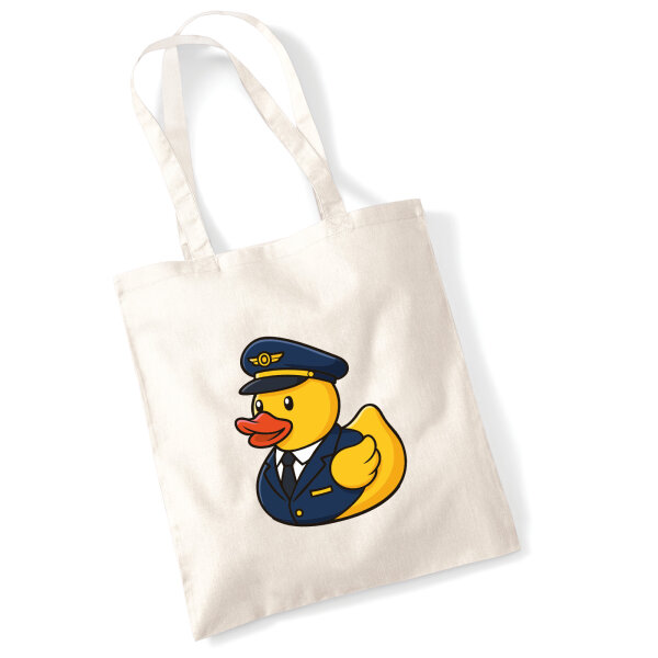 Jutebeutel Quietscheente Pilot Gummiente Flugkapitän 10 Liter