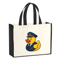 Jutetasche Quietscheente Pilot Gummiente Flugkapitän...