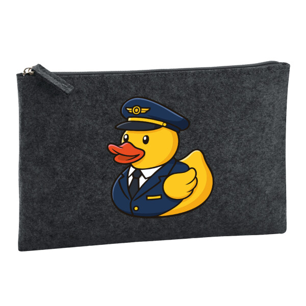 Kulturbeutel Quietscheente Pilot Gummiente Flugkapitän 1 Liter Charcoal