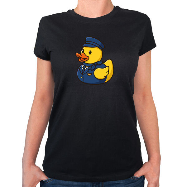 Damen T-Shirt Quietscheente Stewardess Gummiente Flugbegleiterin