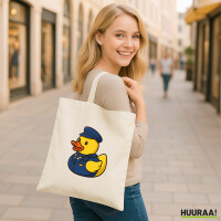 Jutebeutel Quietscheente Stewardess Gummiente...