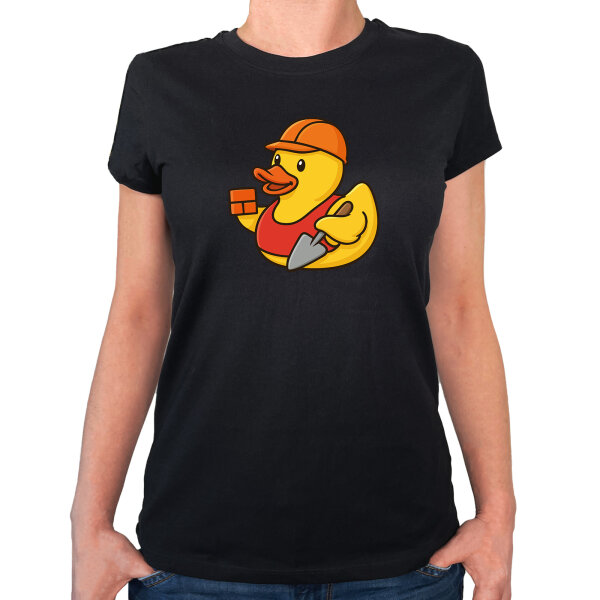 Damen T-Shirt Quietscheente Maurer Gummiente Bauarbeiter
