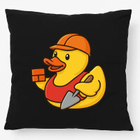 Kissen Quietscheente Maurer Gummiente Bauarbeiter 40x40cm