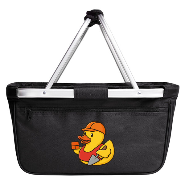 Einkaufskorb faltbar Quietscheente Maurer Gummiente Bauarbeiter 20 Liter Black