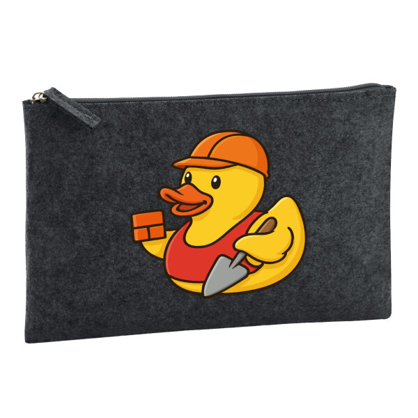 Kulturbeutel Quietscheente Maurer Gummiente Bauarbeiter 1 Liter Charcoal