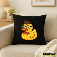 Kissen Quietscheente Nerd Gummiente Geek 40x40cm