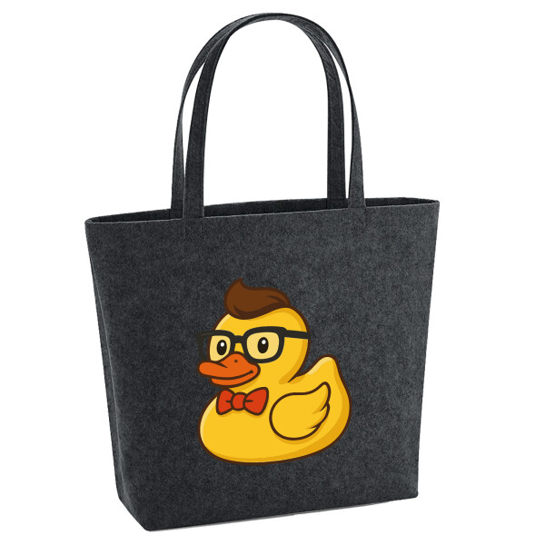 Filz Shopper Quietscheente Nerd Gummiente Geek 22 Liter