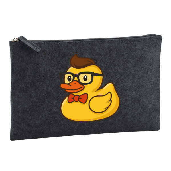 Kulturbeutel Quietscheente Nerd Gummiente Geek 1 Liter Charcoal