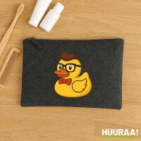 Kulturbeutel Quietscheente Nerd Gummiente Geek 1 Liter Charcoal