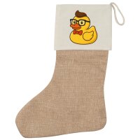 Weihnachtsstrumpf Quietscheente Nerd Gummiente Geek Beige...