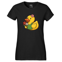 Damen T-Shirt Quietscheente Floristin Gummiente...