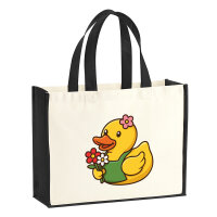 Jutetasche Quietscheente Floristin Gummiente...