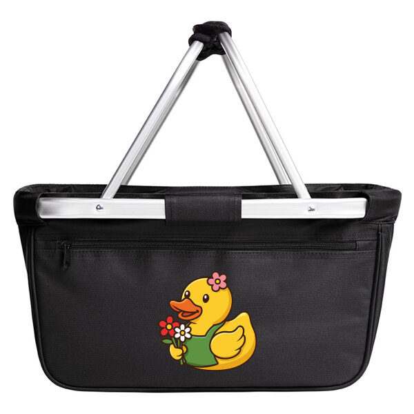 Einkaufskorb faltbar Quietscheente Floristin Gummiente Gärtnerin 20 Liter Black