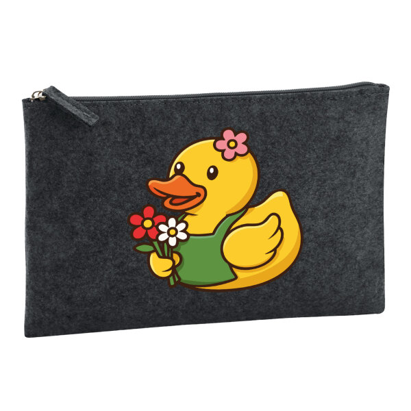 Kulturbeutel Quietscheente Floristin Gummiente Gärtnerin 1 Liter Charcoal