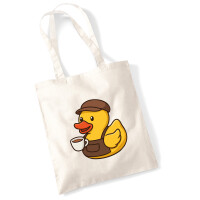 Jutebeutel Quietscheente Barista Gummiente Barkeeper 10...