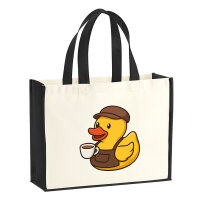 Jutetasche Quietscheente Barista Gummiente Barkeeper 21...