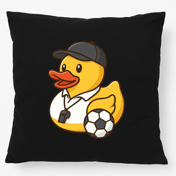 Kissen Quietscheente Fussball-Trainer Gummiente Coach 40x40cm