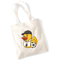 Jutebeutel Quietscheente Fussball-Trainer Gummiente Coach...