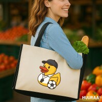 Jutetasche Quietscheente Fussball-Trainer Gummiente Coach...