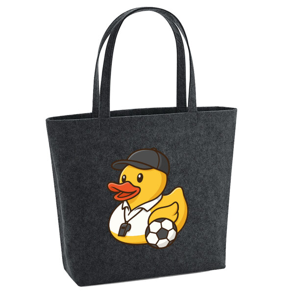 Filz Shopper Quietscheente Fussball-Trainer Gummiente Coach 22 Liter