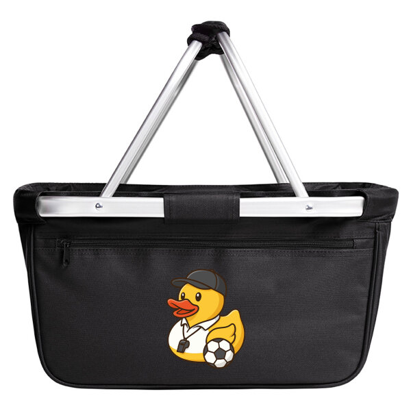 Einkaufskorb faltbar Quietscheente Fussball-Trainer Gummiente Coach 20 Liter Black