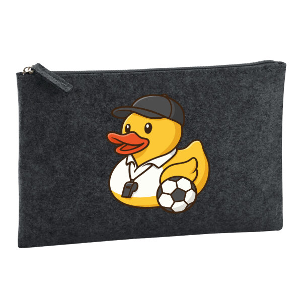 Kulturbeutel Quietscheente Fussball-Trainer Gummiente Coach 1 Liter Charcoal