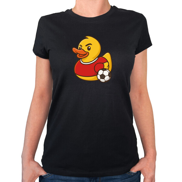 Damen T-Shirt Quietscheente Fußballer Gummiente Fussballspieler